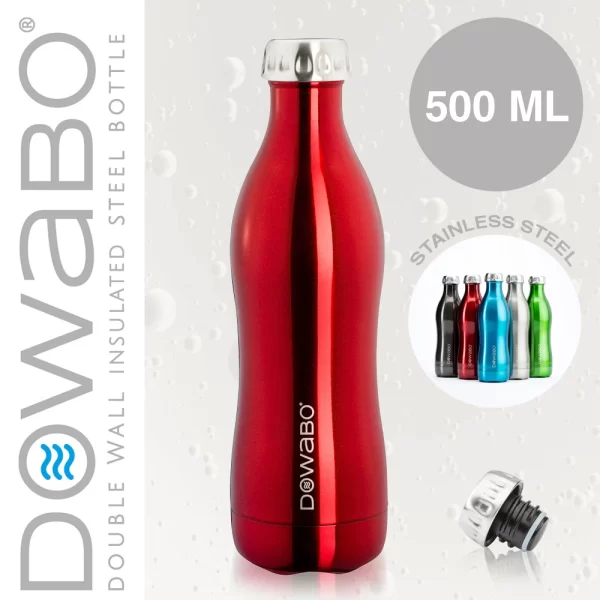 Dowabo – Doppelwandige Isolierflasche – Rot 500 Ml 1
