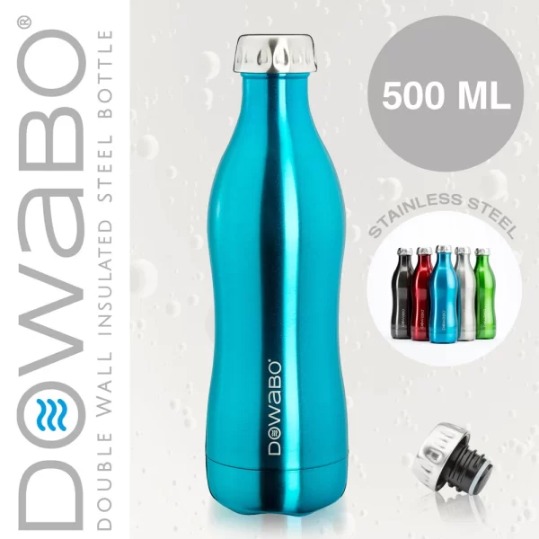 Dowabo – Doppelwandige Isolierflasche – Blau 500 Ml 1