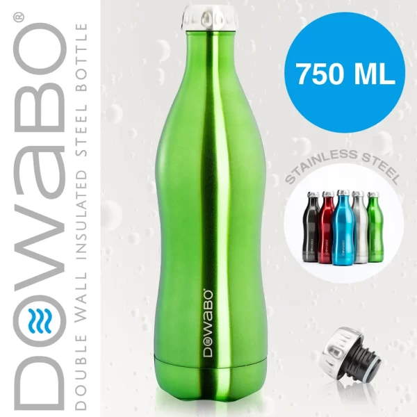 Dowabo – Doppelwandige Isolierflasche – Grün 750 Ml 1