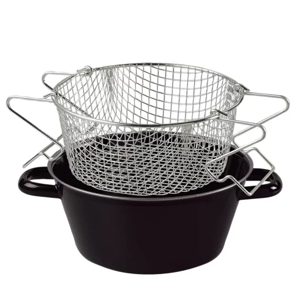 Riess Emaille Riess CLASSIC – Schwarzemaille – Pommes-Frites Pfanne Mit Einsatz 1